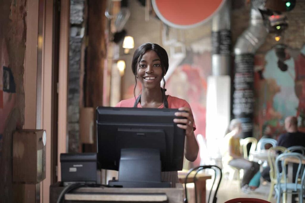 Black-woman-working-as-a-cashier