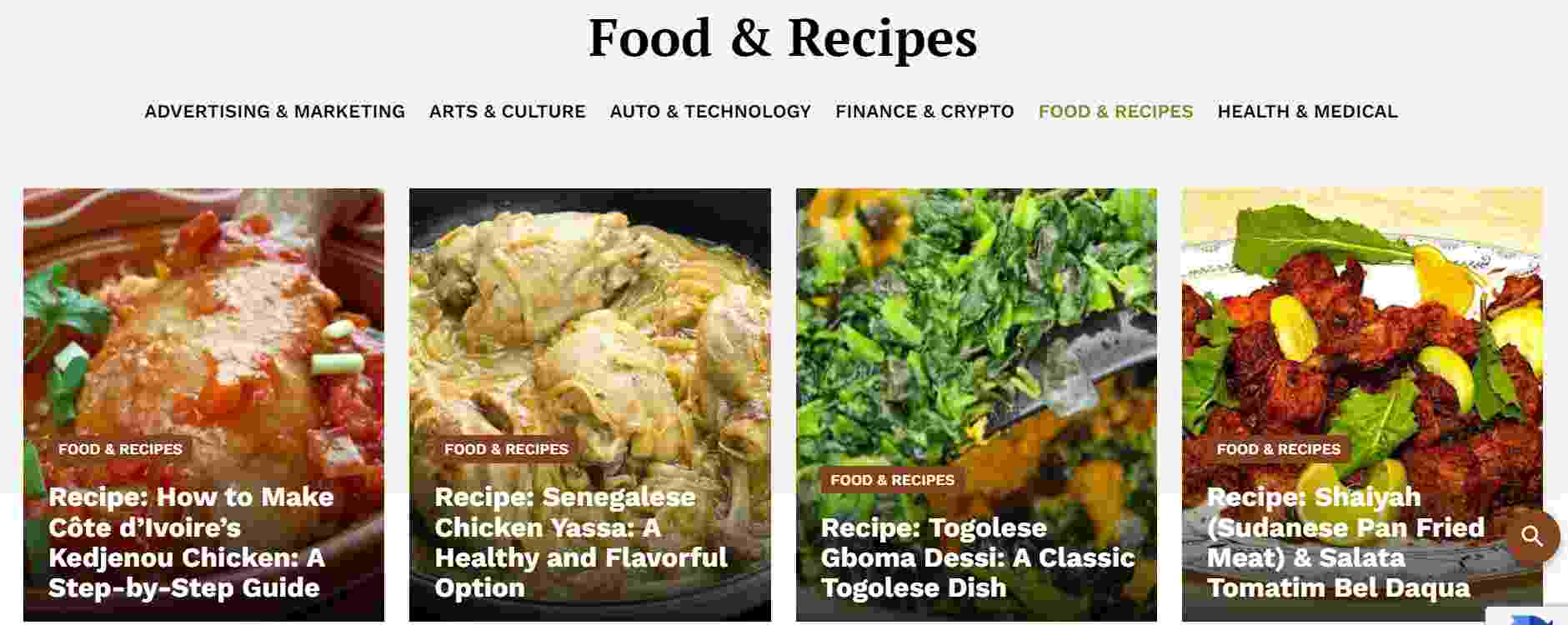 Spotcovery food and Recipe Page.