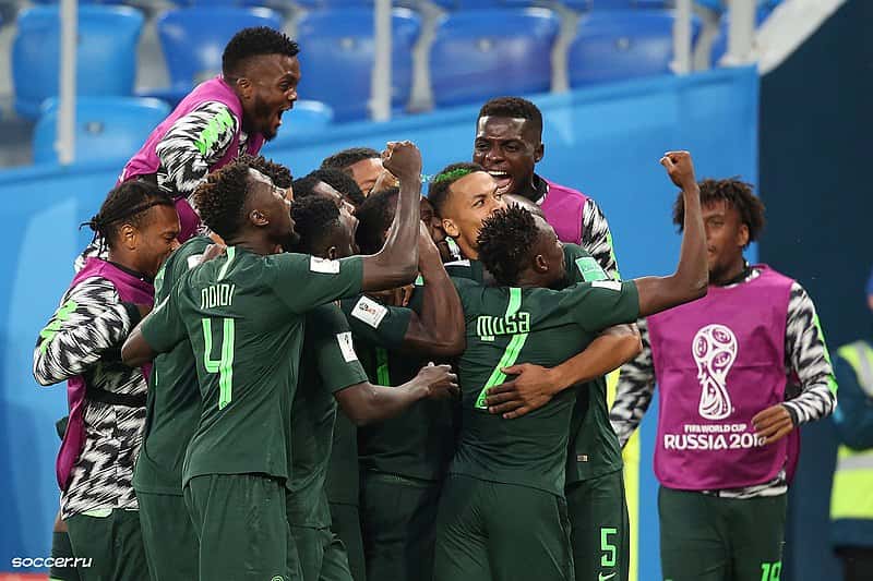 Nigeria celebrates after a penalty