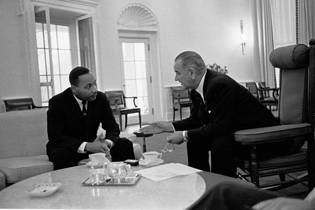 President Lyndon B. Johnson meets with Martin Luther King, Jr.